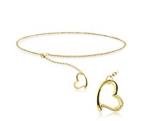 Gold Plated Lovely Heart Silver Bracelet BRS-447-GP
